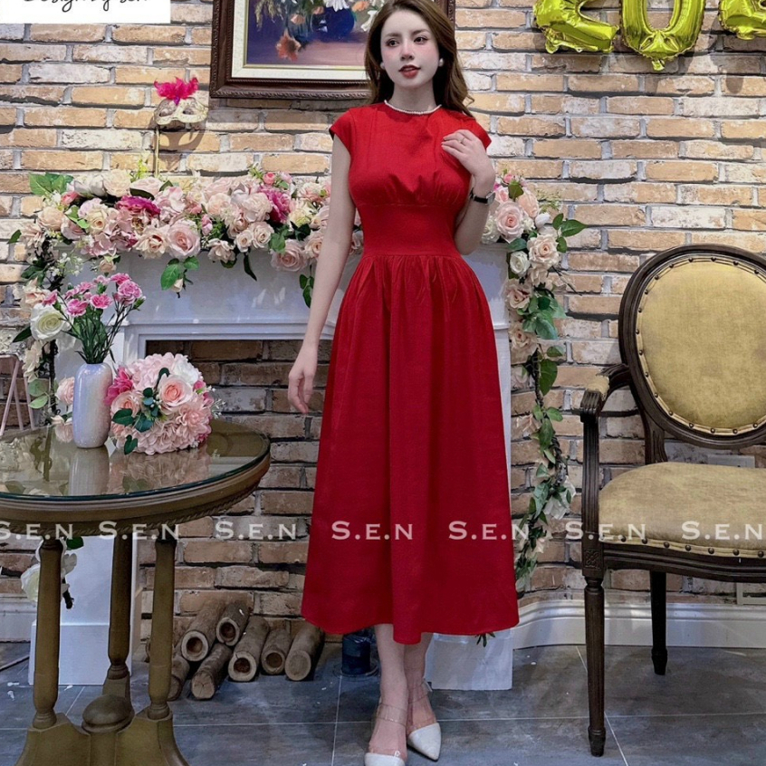 (Ảnh Thật Shop Chụp) Váy Thiết Kế Dáng Dài Cổ Ngọc, Đầm Thiết Kế Dáng Dài Tôn Dáng - Tổng Kho Quần Áo VP8834