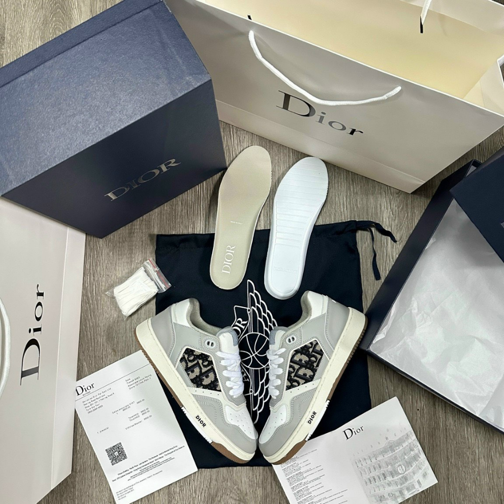 Giày Sneaker Dior B27 Đen Xám Luxury Full Box Phụ Kiện
