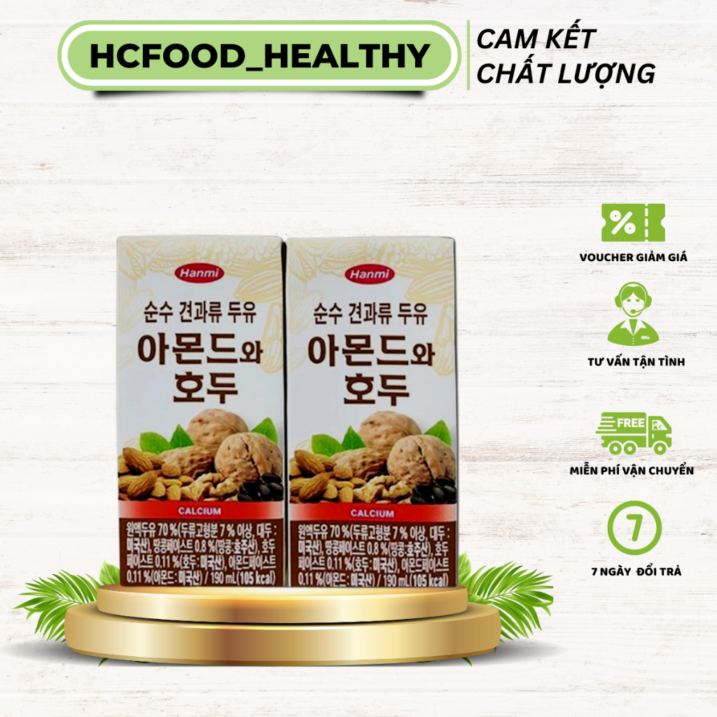 Sữa Hạt Óc Chó Hạnh Nhân Đậu Đen Hàn Quốc Hanmi - Bổ Sung Canxi, Dinh Dưỡng Tốt Cho Sức Khỏe (16x190ml)