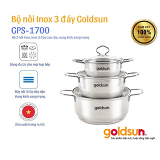 Bộ nồi inox 3 đáy Goldsun GPS1700 dùng cho mọi loại bếp