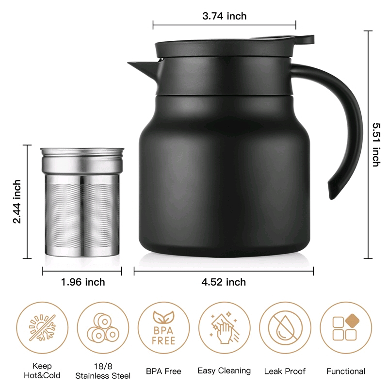 Ấm pha trà, Bình pha trà giữ nhiệt inox dung tích 1000ml