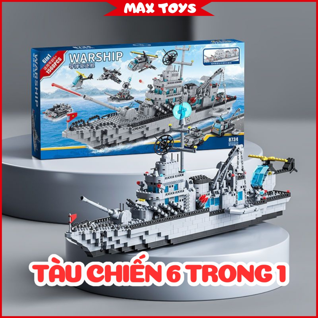 LE.GO Tàu Chiến 70cm có 1560 chi tiết gồm Máy Bay, Xe Tăng, Tàu Chiến, Xe Cảnh Sát, Tàu Vũ Trụ MAX TOYS