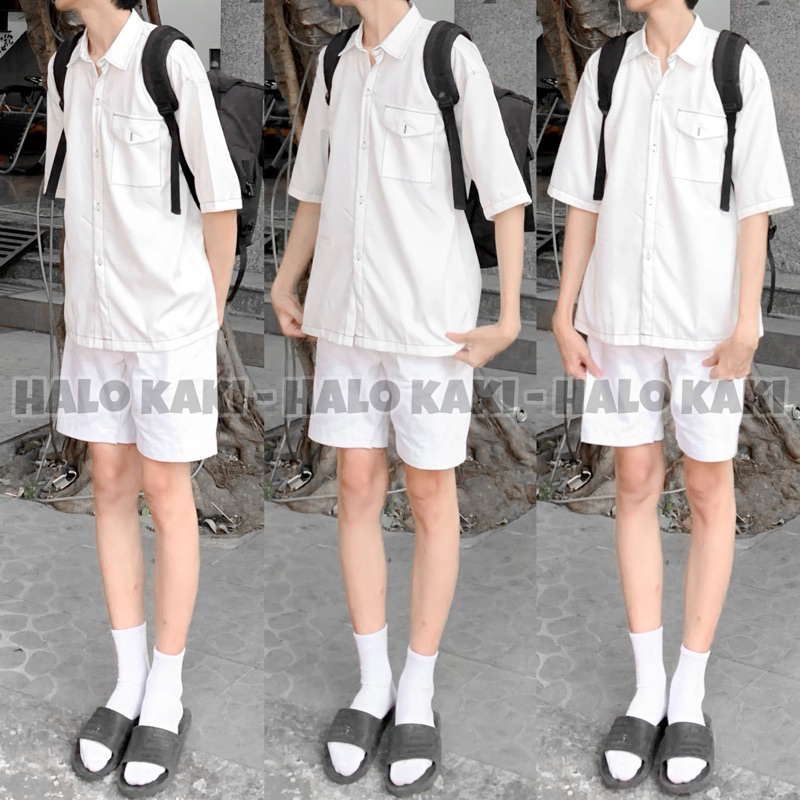 SƠ MI TAY LỠ VIỀN CHỈ NỔI COTTON CAO CẤP DÀY DẶN UNISEX HALO -