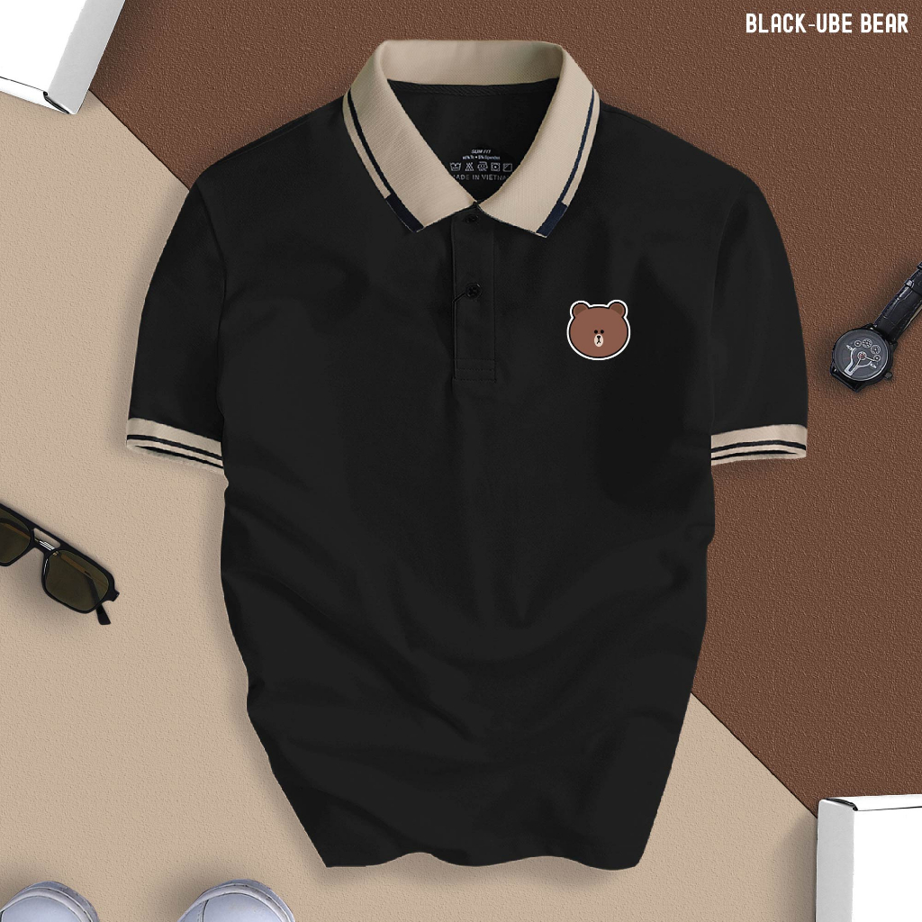 Áo Polo GẤU LINE BEAR nam nữ cổ bẻ vải xịn Unisex, cao cấp, lịch lãm