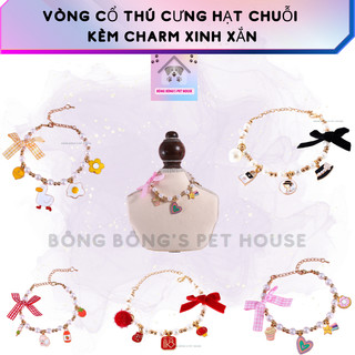 Vòng cổ thú cưng cún mèo hạt chuỗi charm xinh xắn, vòng cổ xinh cho thú cưng, vòng cổ thú cưng đẹp, phụ kiện thú cưng