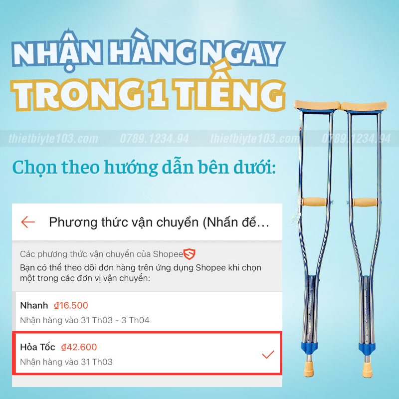 Nạng Chống Nách CAO CẤP LUCASS Inox hoặc Nhôm, Cao Su Siêu Mềm - Nạng Nhôm Cho Người Khuyết Tật
