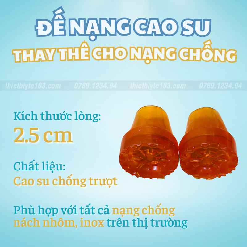 Đế Nạng Cao Su Chống Trơn Trượt Loại Xịn Để Thay Thế Cho Các Loại Nạng Chống Nách, Đế Cao su Chống Trượt