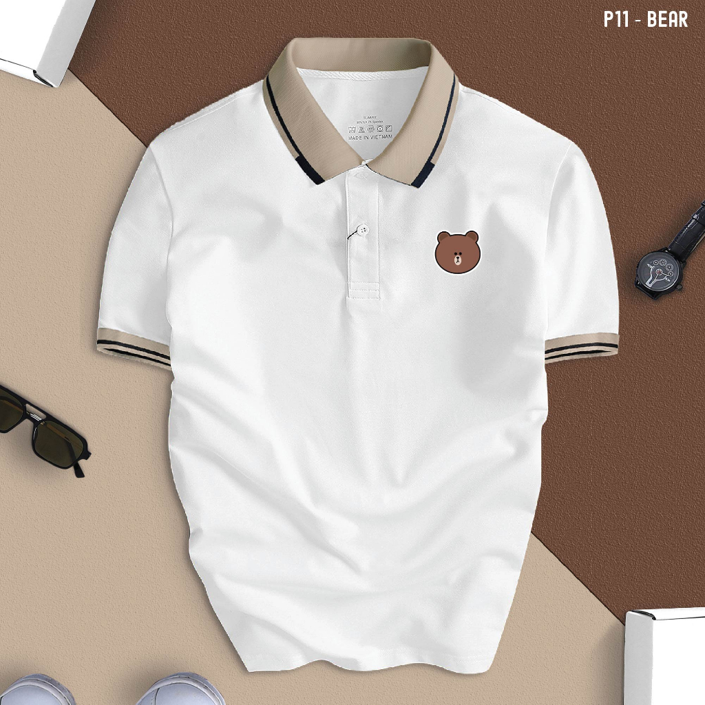 Áo Polo GẤU LINE BEAR nam nữ cổ bẻ vải xịn Unisex, cao cấp, lịch lãm