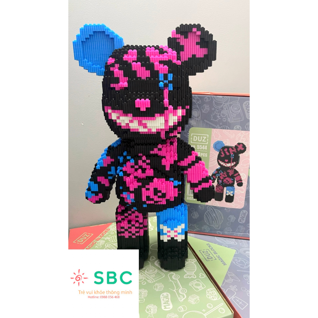 Đồ chơi SBC - Tặng mẫu phát sáng - Lắp ráp mô hình Bear brick gấu to mẫu mặt quỷ Jinx 47cm 55cm có ngăn kéo