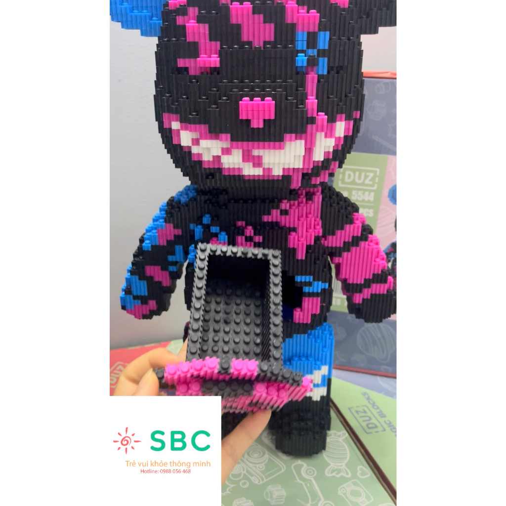 Đồ chơi SBC - Tặng mẫu phát sáng - Lắp ráp mô hình Bear brick gấu to mẫu mặt quỷ Jinx 47cm 55cm có ngăn kéo