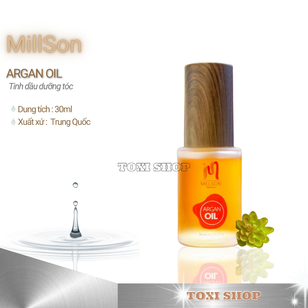 Dầu dưỡng tóc Millson tinh dầu Keratin tóc khô xơ uốn nhuộm hư tổn cấp ẩm mềm mượt bóng khỏe Serum Argan oil 30ml