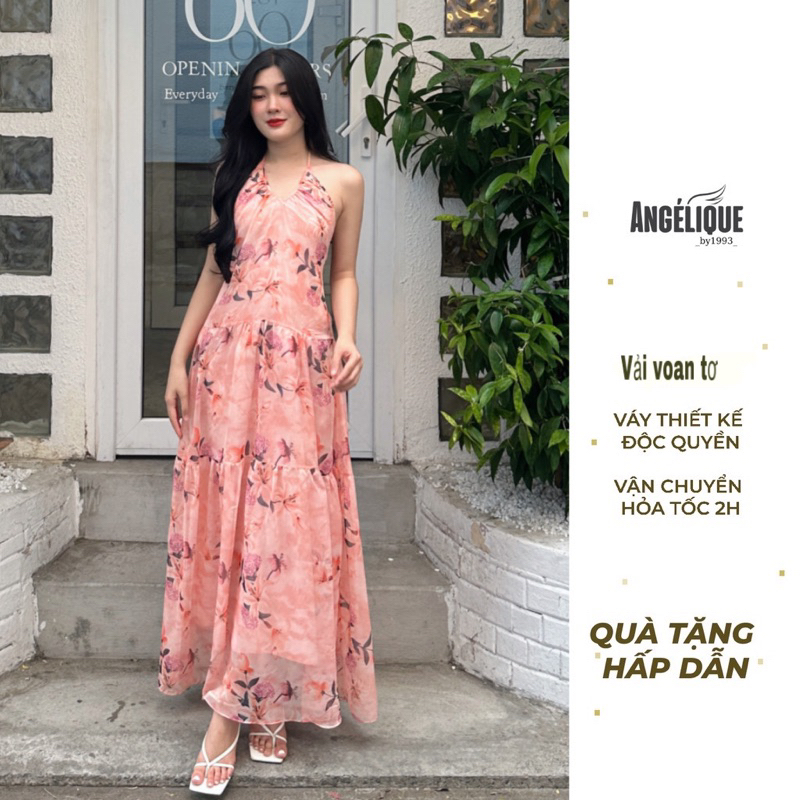Đầm maxi Mie dress ANGÉLIQUE màu cam ngọt ngào chất voan tơ