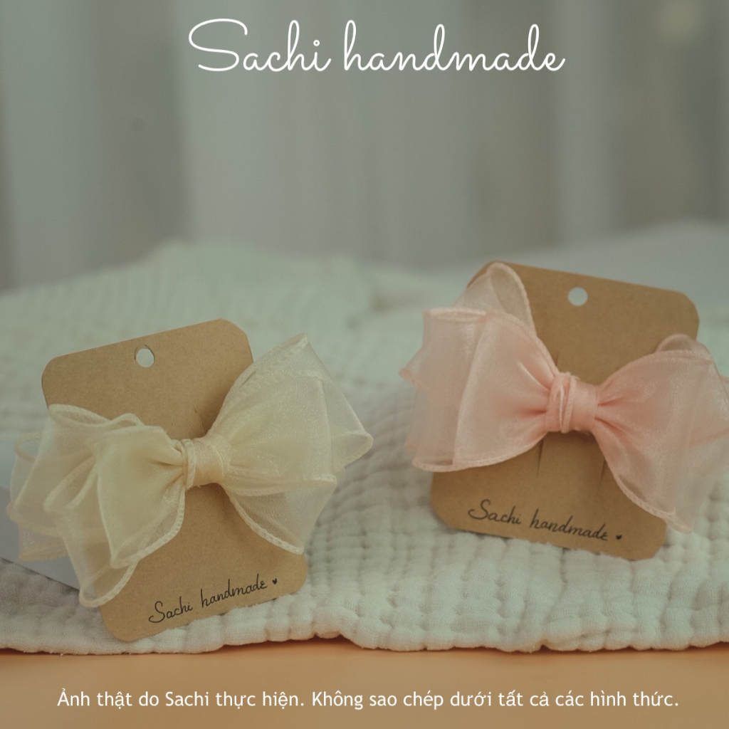 Nơ kẹp tóc voan công chúa handmade cho bé gái