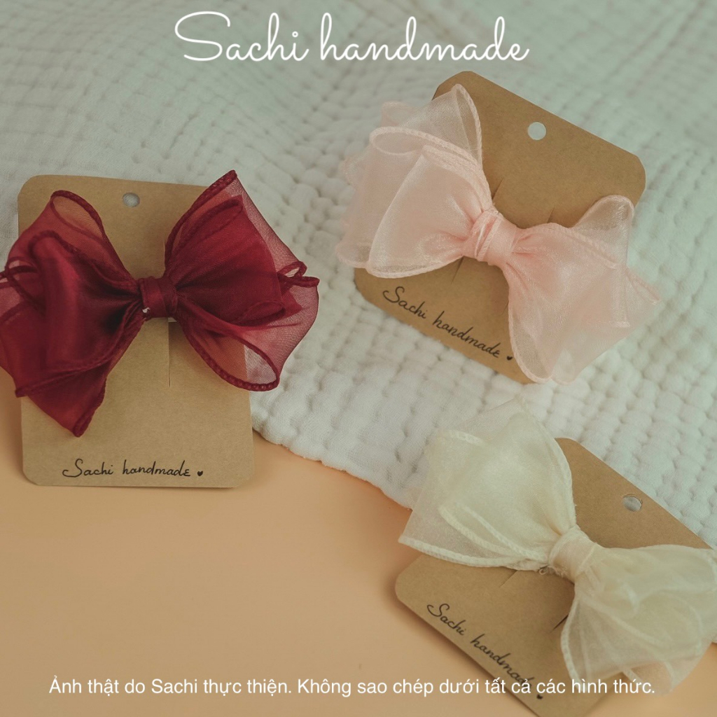 Nơ kẹp tóc voan công chúa handmade cho bé gái