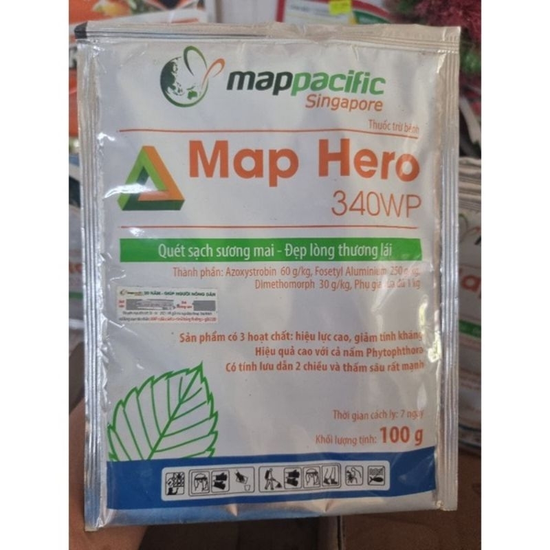 Thuốc trừ sương mai thán thư thối thân chảy nhựa Map Hero 340wp