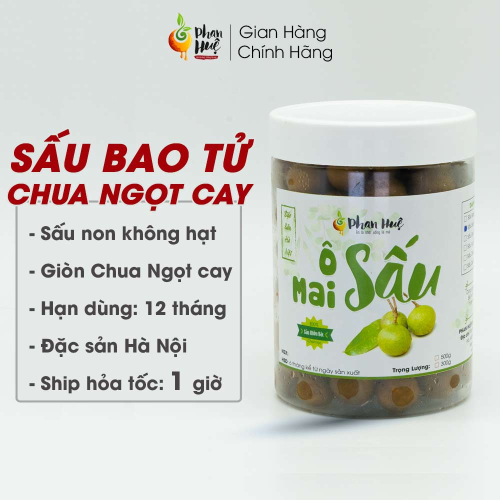 Ô mai xí muội sấu bao tử giòn chua ngọt cay Phan Huệ 100g 300g 500g giảm ho rát họng đặc sản Hà Nội