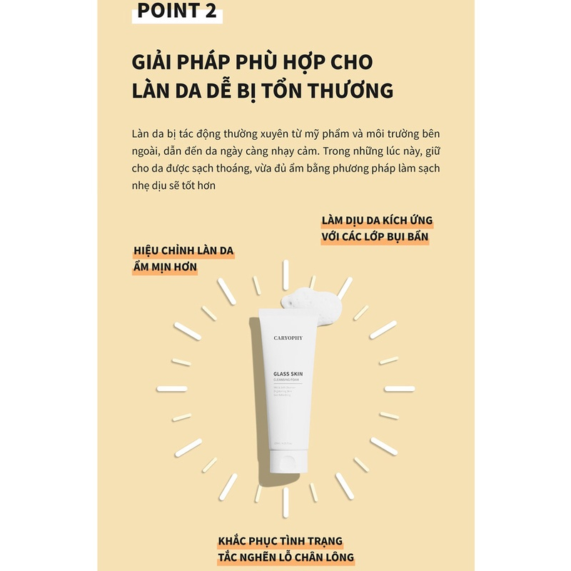Sữa rửa mặt sáng da Caryophy Glass Skin Cleansing Foam 120ml Hàn Quốc NPP Shoptido Xoài Non Review