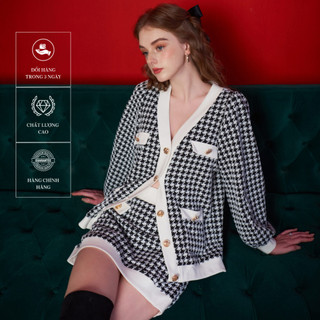 Tiffant studios - set áo và chân váy đen mix trắng - caroline set