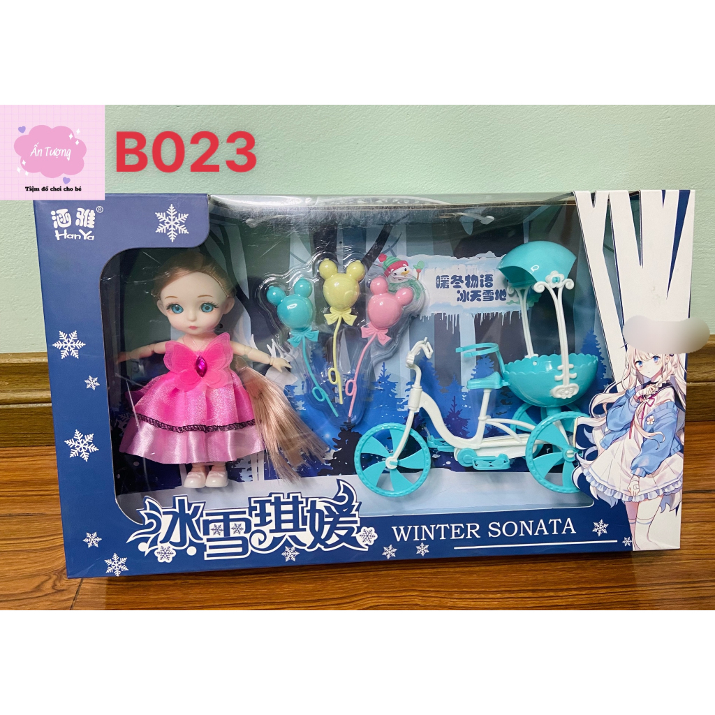 Đồ chơi bé gái - Đồ chơi búp bê- Hộp búp bê Barbie, búp bê BJD khớp xoay kèm phụ kiện xe đạp , bóng bay,...