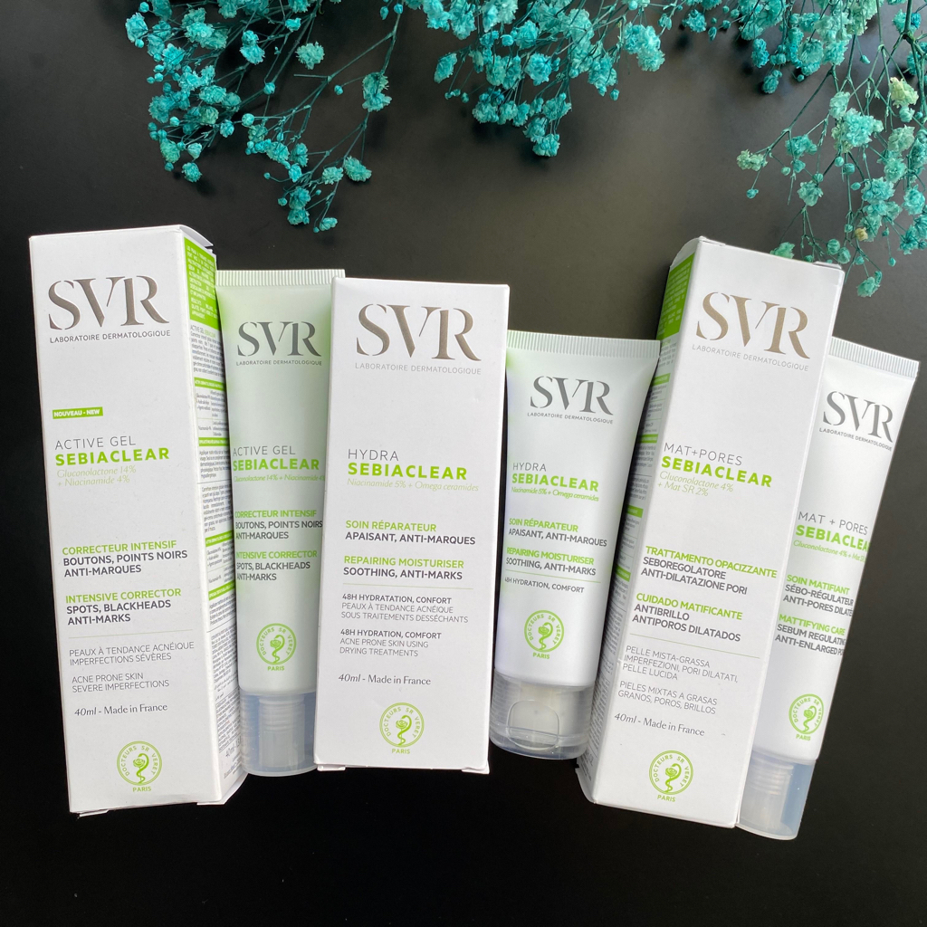 Kem dưỡng SVR Sebiaclear hydra, Active Gel, Mat Pore và Cicavit
