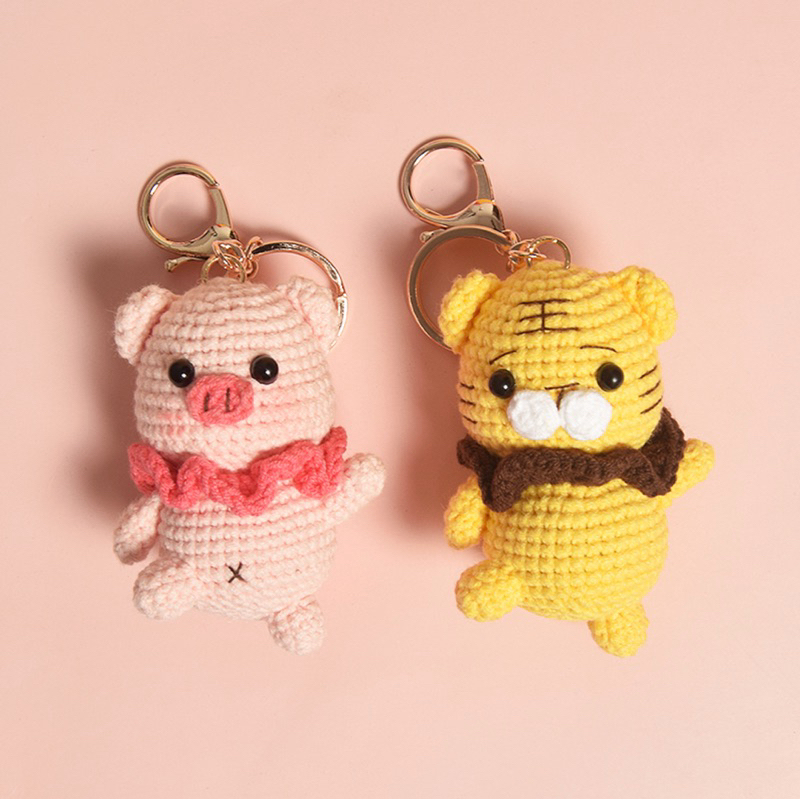 DIY Gói Nguyên Liệu Móc Bộ Tứ Cánh Cụt Bằng Len Tự Làm Quà Tặng Ý Nghĩa LenMade Thú Nhồi Bông Amigurumi Móc Khoá