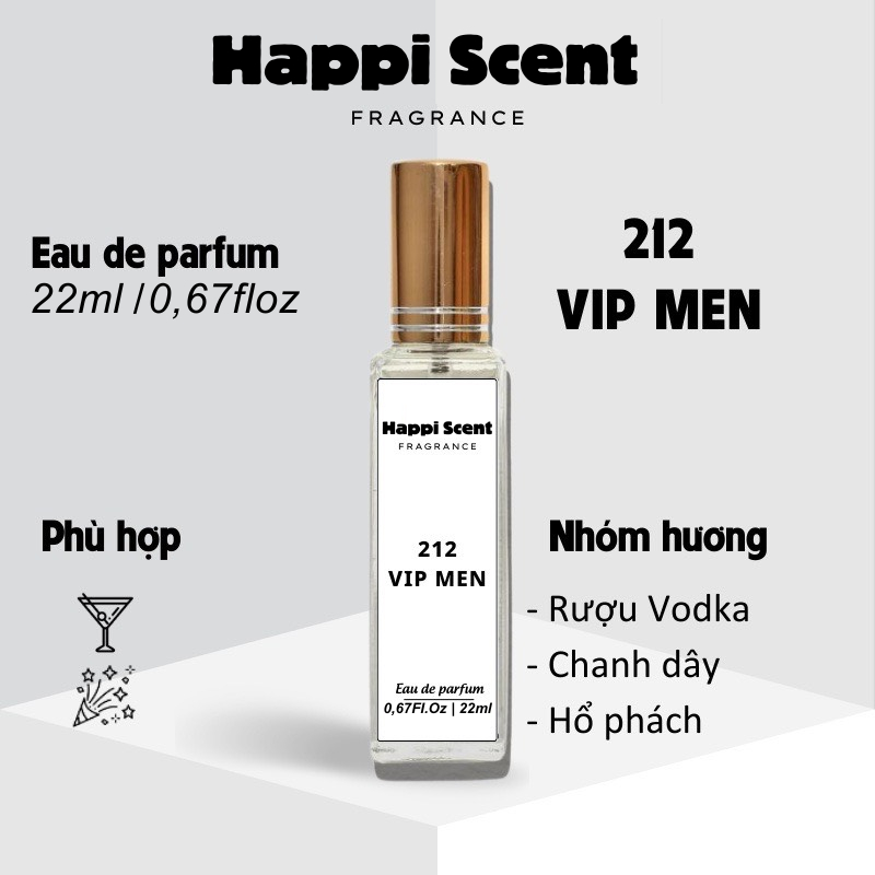 Nước hoa nam 212 VIP men chính hãng Happi Scent 20ml mini thơm lâu hương tươi mát sang trọng