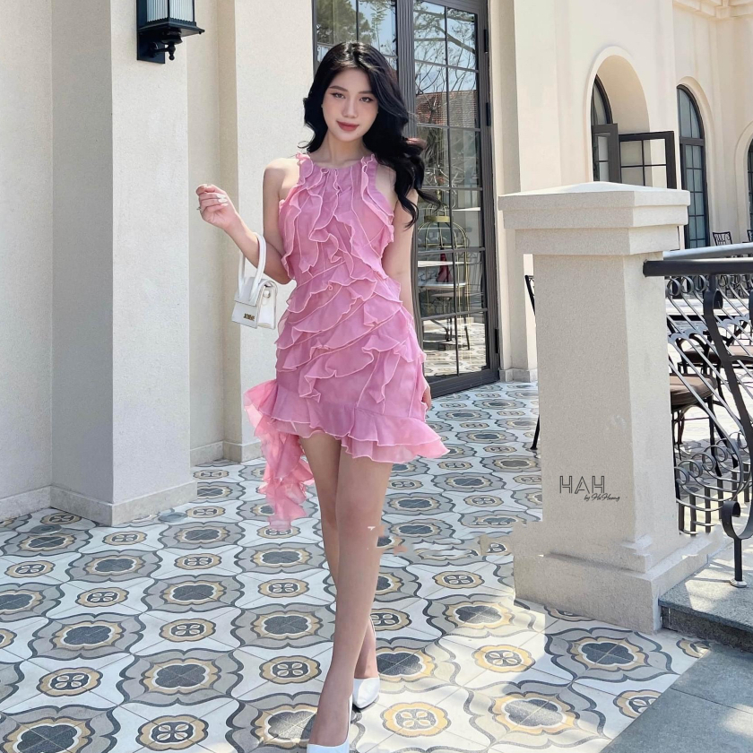 Đầm váy bèo thân cổ tròn không tay thời trang thiết kế đi chơi đi biển du lịch dự tiệc cưới dạ hội sự kiện nữ tính LEVAN