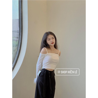 Áo Rớt Vai Tay Dài Phối Lông