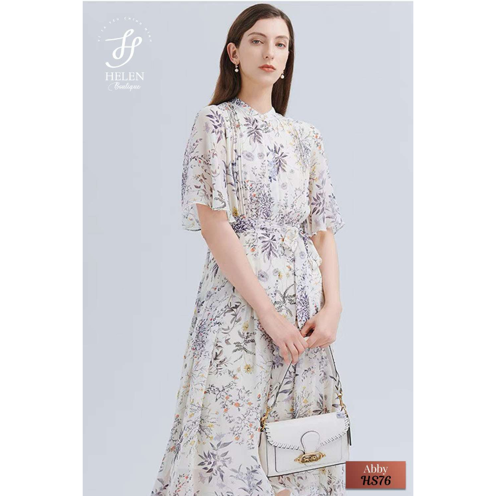 Đầm voan tặng mẹ bigsize cỡ lớn dáng suông rộng 2 lớp, sang trọng, Abby, Helen Boutique