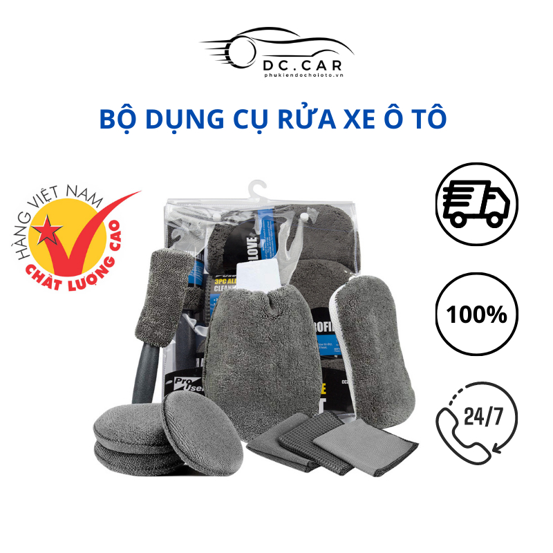 Bộ dụng cụ rửa xe ô tô 9 món, chăm sóc xe tiện dụng tại nhà.