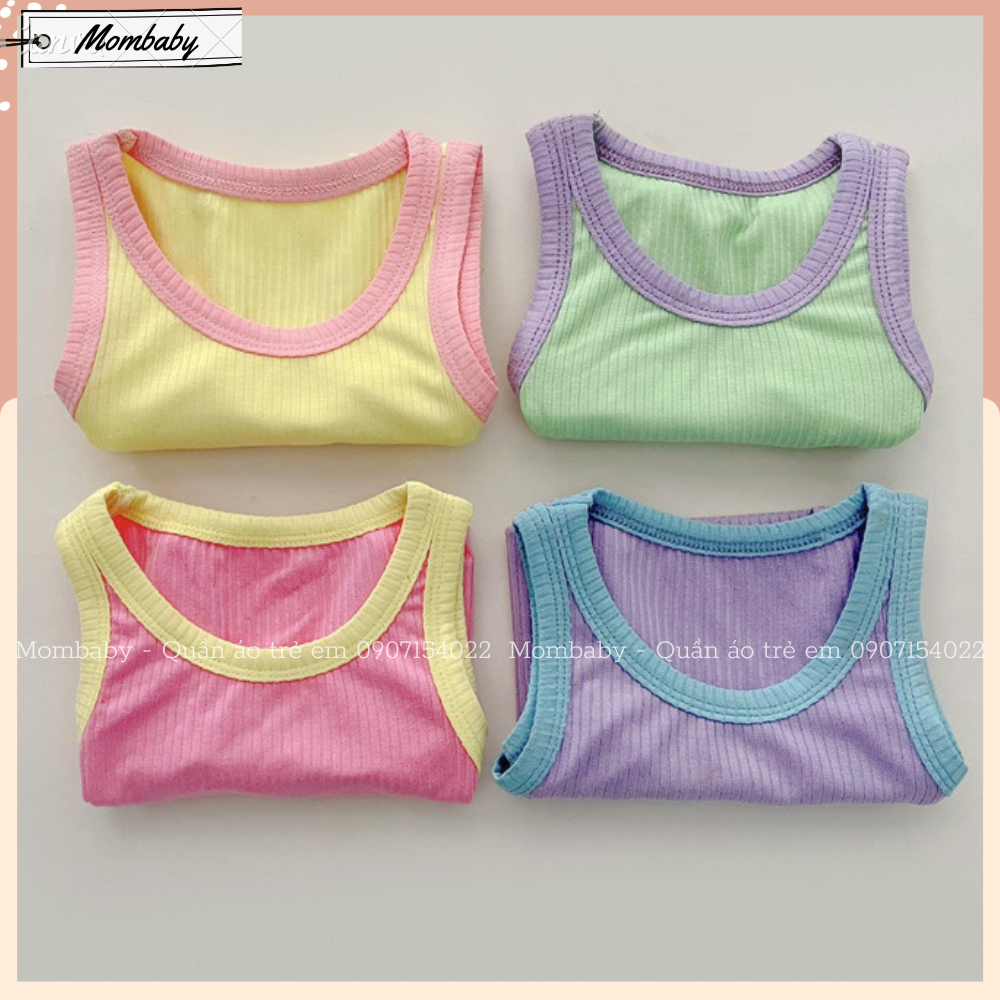 Bộ Ba Lỗ Quần Lửng Thun Tăm Co Dãn Phối Màu Xinh Phong Cách Hàn Cho Bé Trai, Bé Gái