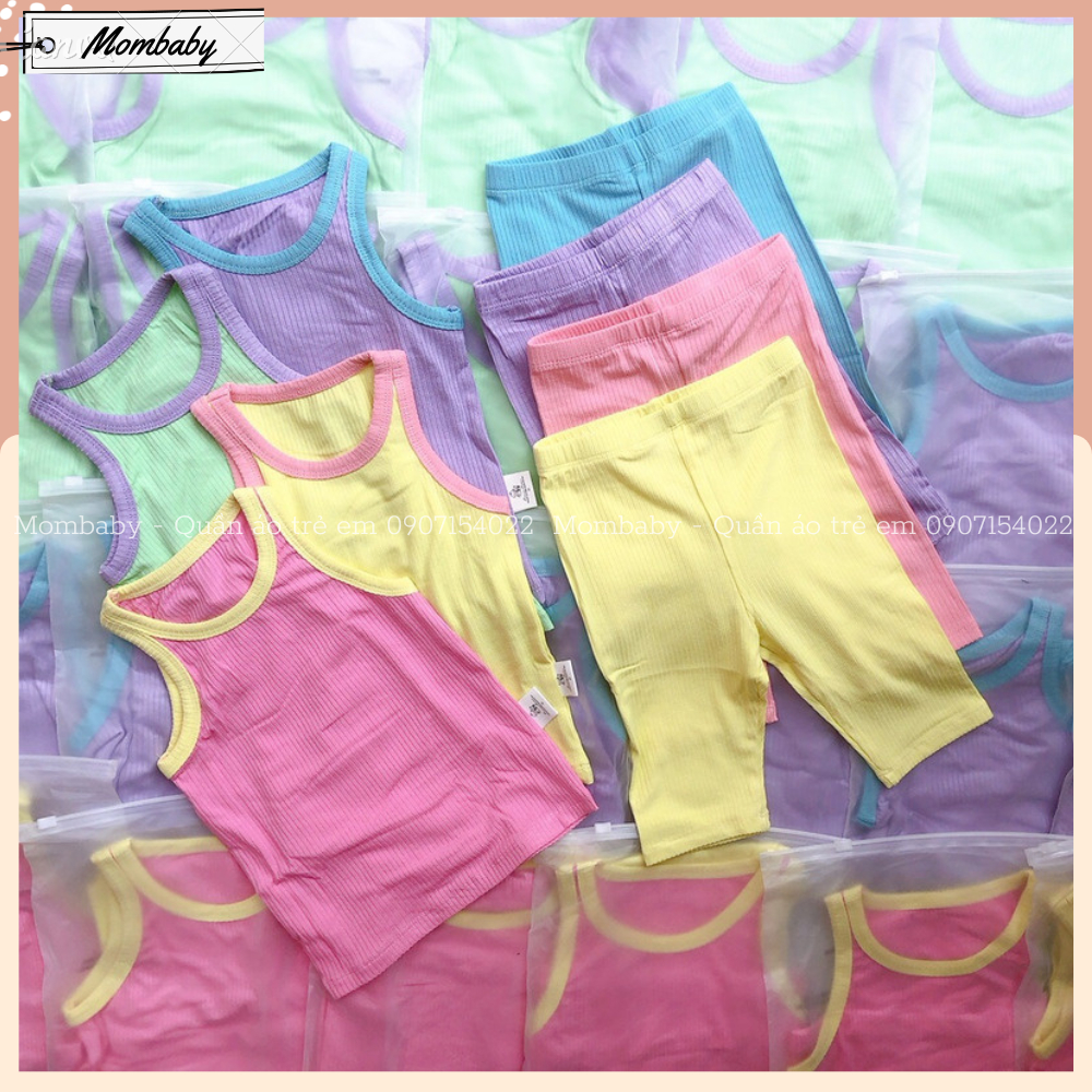 Bộ Ba Lỗ Quần Lửng Thun Tăm Co Dãn Phối Màu Xinh Phong Cách Hàn Cho Bé Trai, Bé Gái