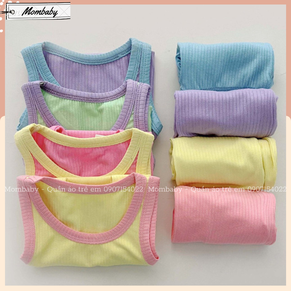 Bộ Ba Lỗ Quần Lửng Thun Tăm Co Dãn Phối Màu Xinh Phong Cách Hàn Cho Bé Trai, Bé Gái