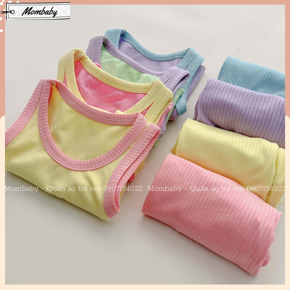 Bộ Ba Lỗ Quần Lửng Thun Tăm Co Dãn Phối Màu Xinh Phong Cách Hàn Cho Bé Trai, Bé Gái