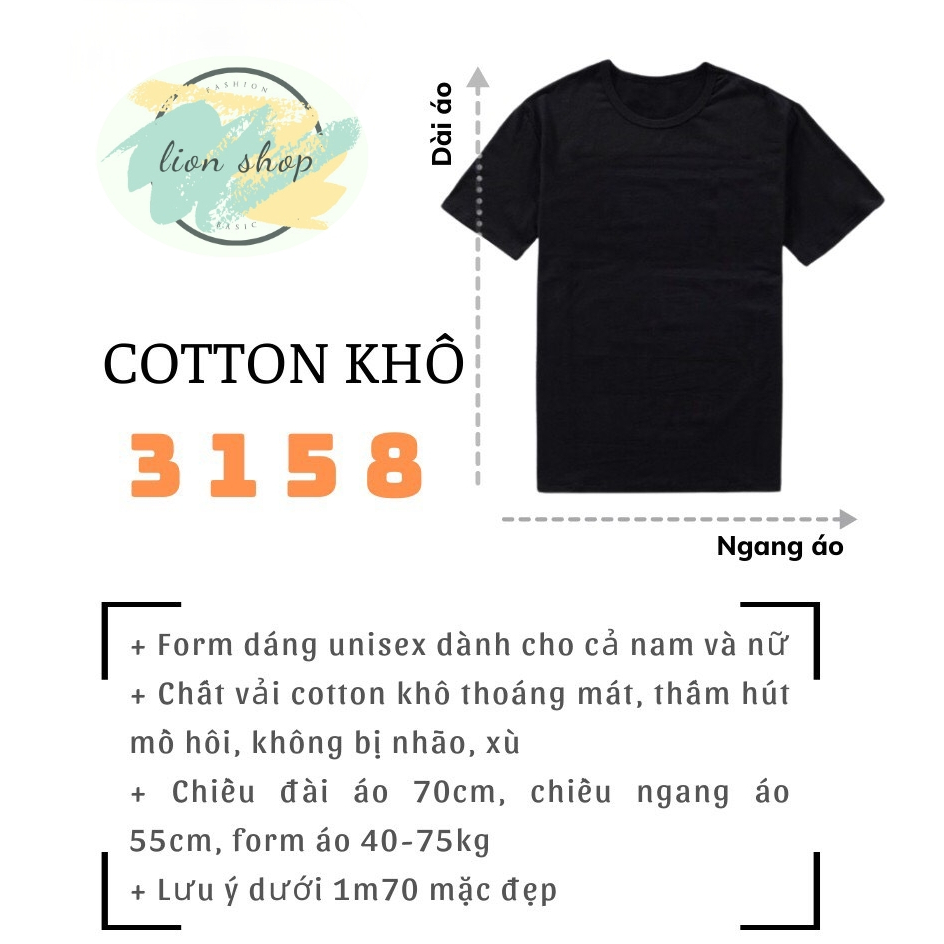 Áo thun 3158 áo cotton khô vải đẹp chất dày dặn loại 1, nam nữ