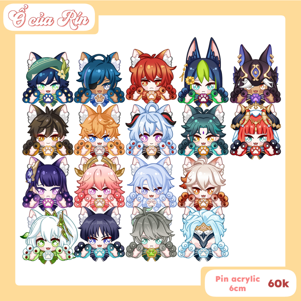 Pin/Huy hiệu cài áo Genshin Impact meo meo