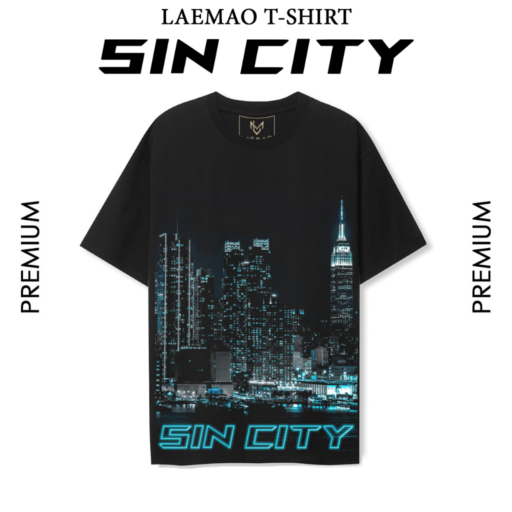 Áo thun LAEMAO chất liệu cotton tay lỡ form oversize SIN CITY
