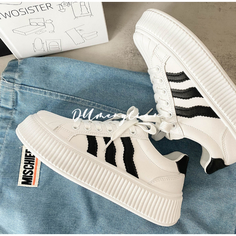 Giày sneaker thể thao 2023 nữ học sinh giá rẻ màu trắng xinh xắn độn đế nữ hottrend mùa đông