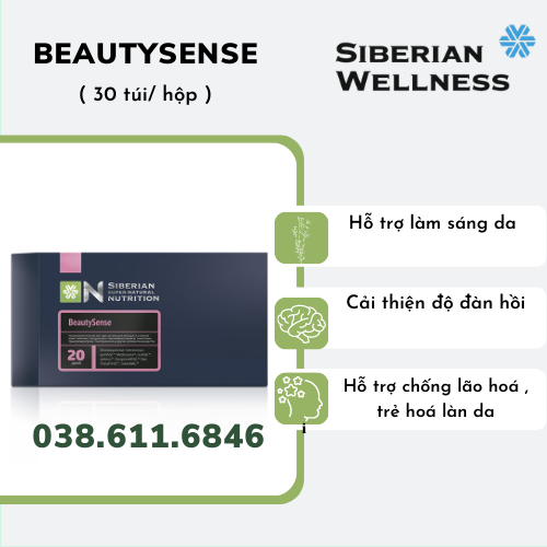 [ Beauty sense siêu làm đẹp ] Thực phẩm bảo vệ sức khỏe Siberian Super Natural Nutrition. BeautySense – 20 túi/hộp 3 viê