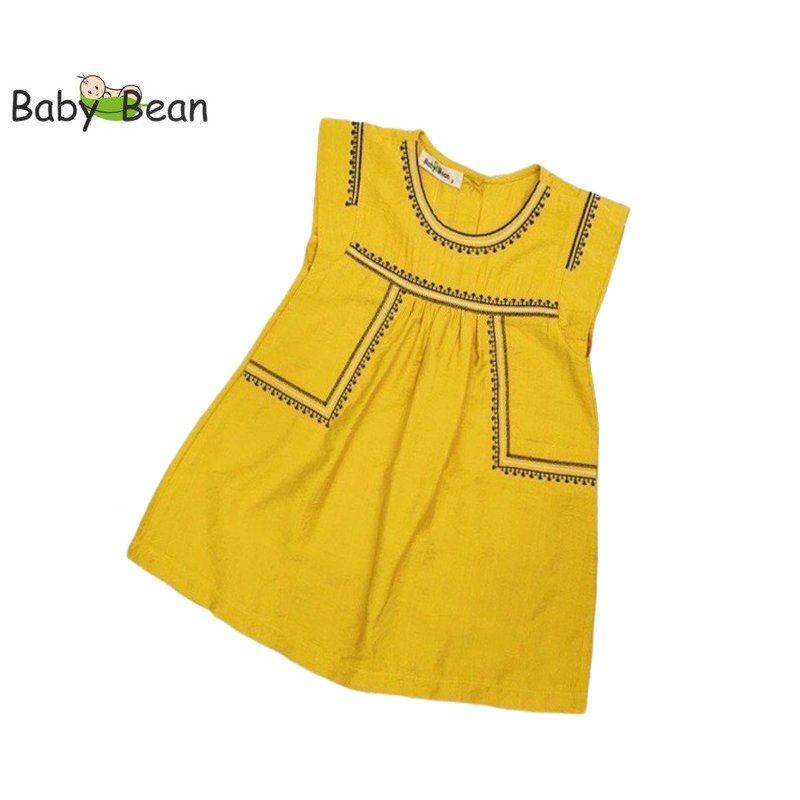 Váy Đầm Đũi Thêu Tay Smock Dáng Suông Bé Gái BabyBean