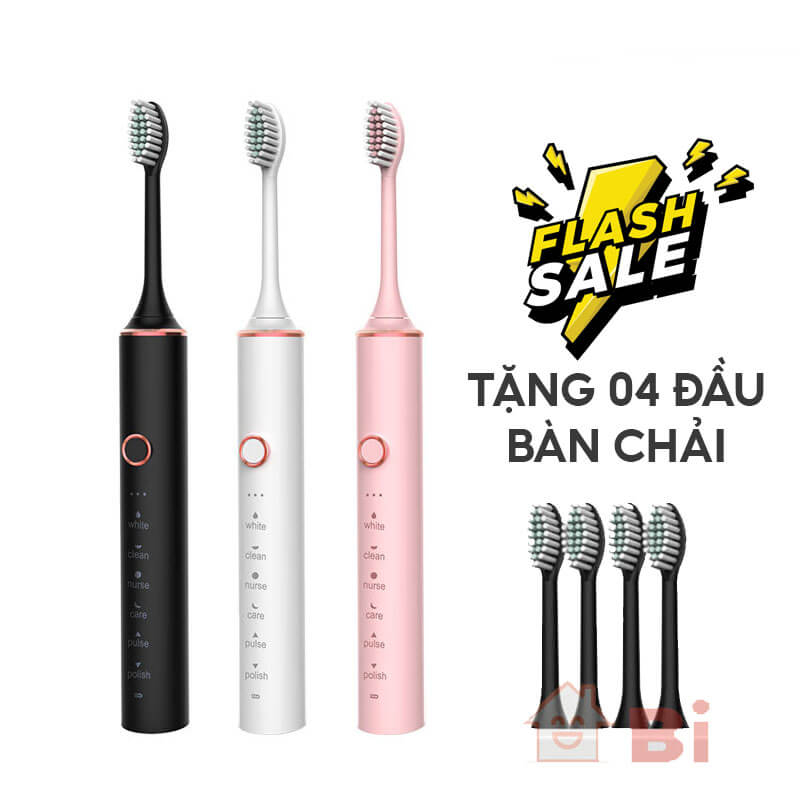 Bàn chải điện BIDO B368, bàn chải đánh răng điện vơi lông chải siêu mềm mịn