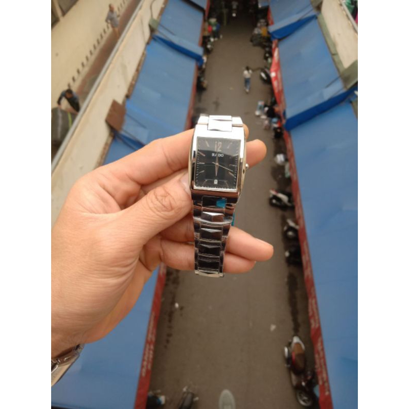 Đồng hồ nam mặt vuông dây thép đặc