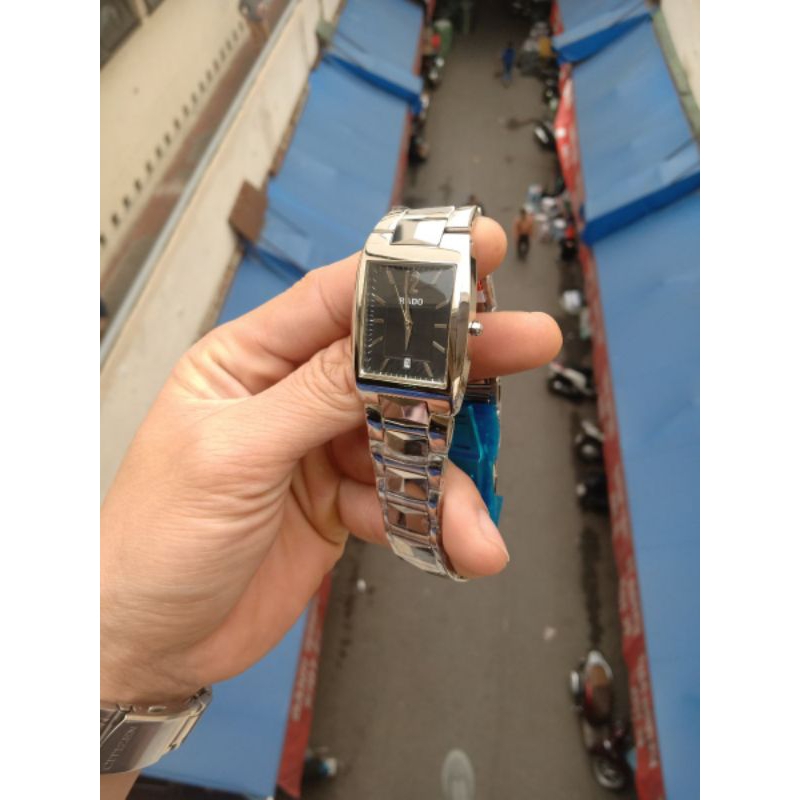 Đồng hồ nam mặt vuông dây thép đặc