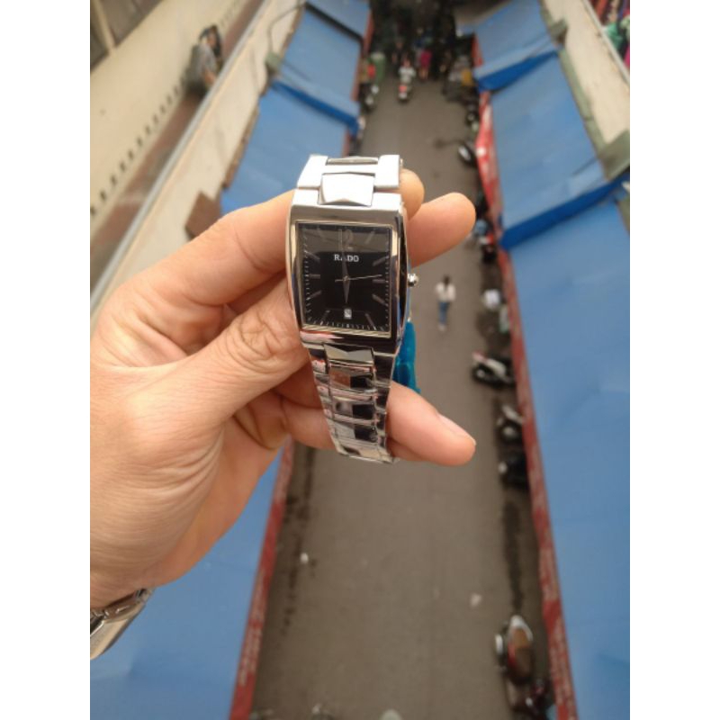 Đồng hồ nam mặt vuông dây thép đặc