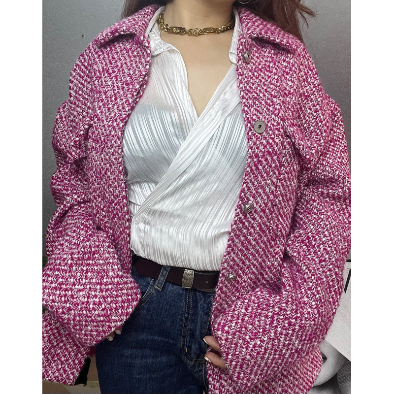 Thanh Lý Áo Dạ Tweed Lẫy Sợi Đẹp Freesize