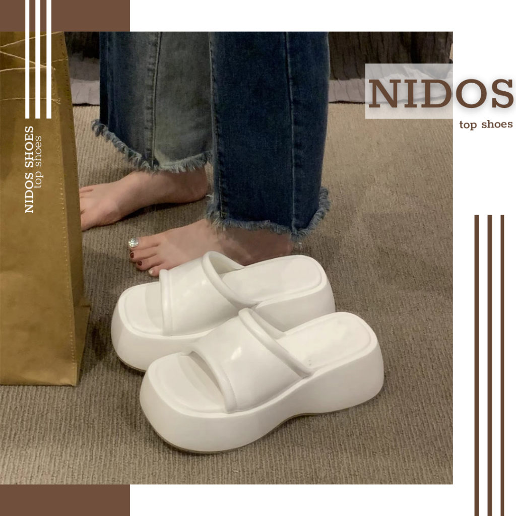 Dép Nữ Quai Ngang Nữ Đế Pu Cao 7cm NIDOS - Dép Nữ Đế Cao Nữ Siêu Xinh