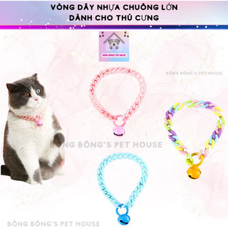Vòng dây nhựa thú cưng chuông lớn cho cún mèo, vòng cổ thú cưng xinh, phụ kiện đeo cổ dành cho thú cưng, chuông cho mèo