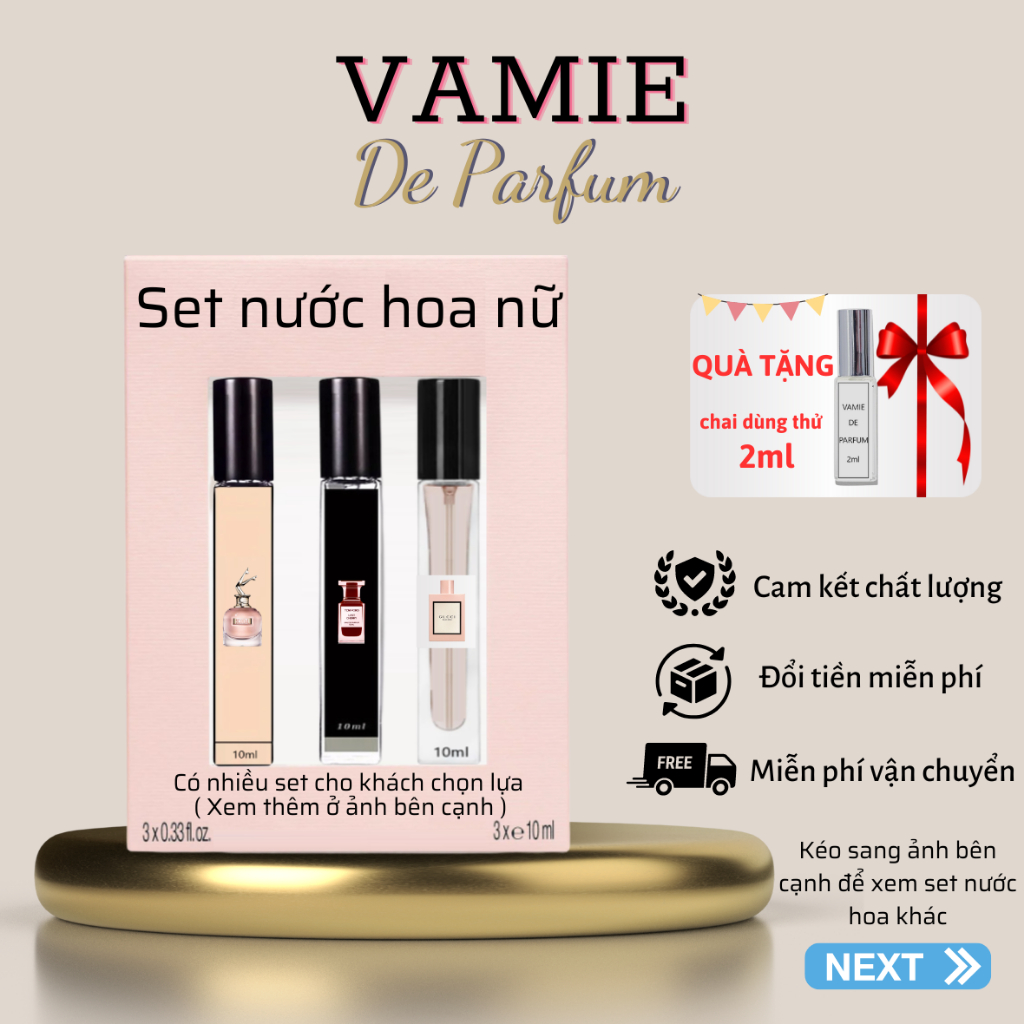 Set Nước hoa nữ hương thơm nhẹ nhàng quyến rũ, Combo set 3 chai nước hoa 10ml dành cho nữ cuốn hút