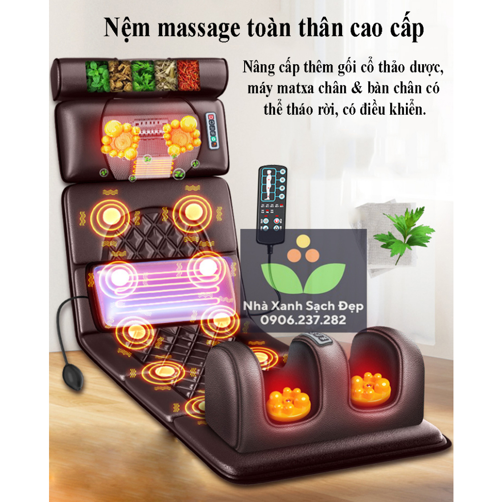 Đệm ghế massage toàn thân Royalstar RSD-AMCD318 làm ấm rung xoa bóp kèm máy massage chân có thể tháo rời