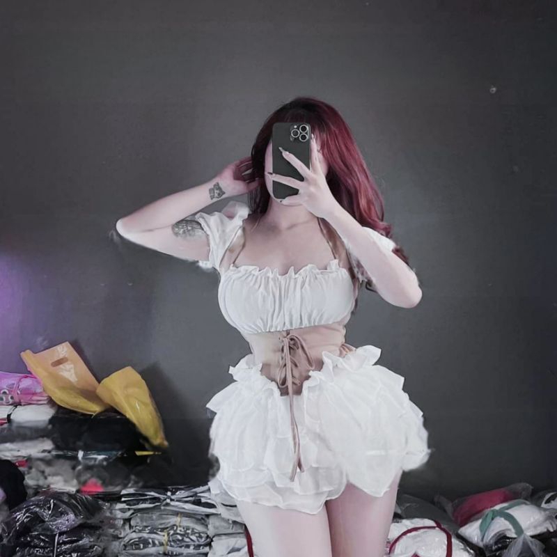 áo kiểu bèo ngực tay phồng xinh ( ảnh thật trải sàn )